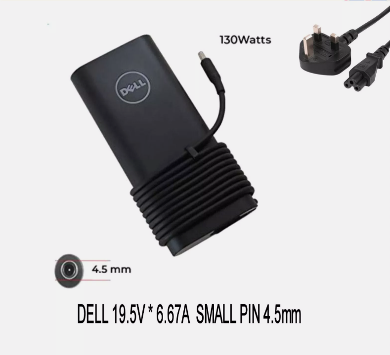 Dell 130w Power AC Adapter Charger Barrel 4.5mm 3.0mm Small Pin With Power Lead