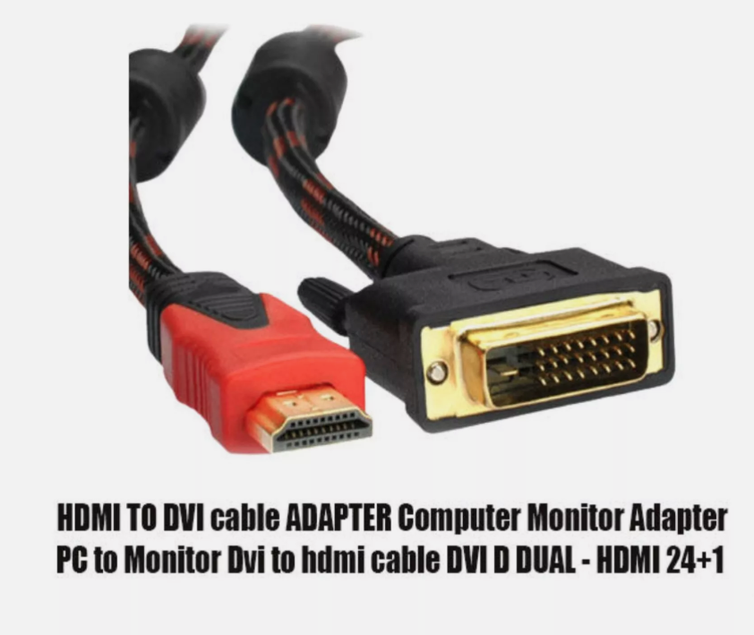 DVI to HDMI Cable Lead to Connect Computer Notebook Laptop to TV Monitor 1.5m
