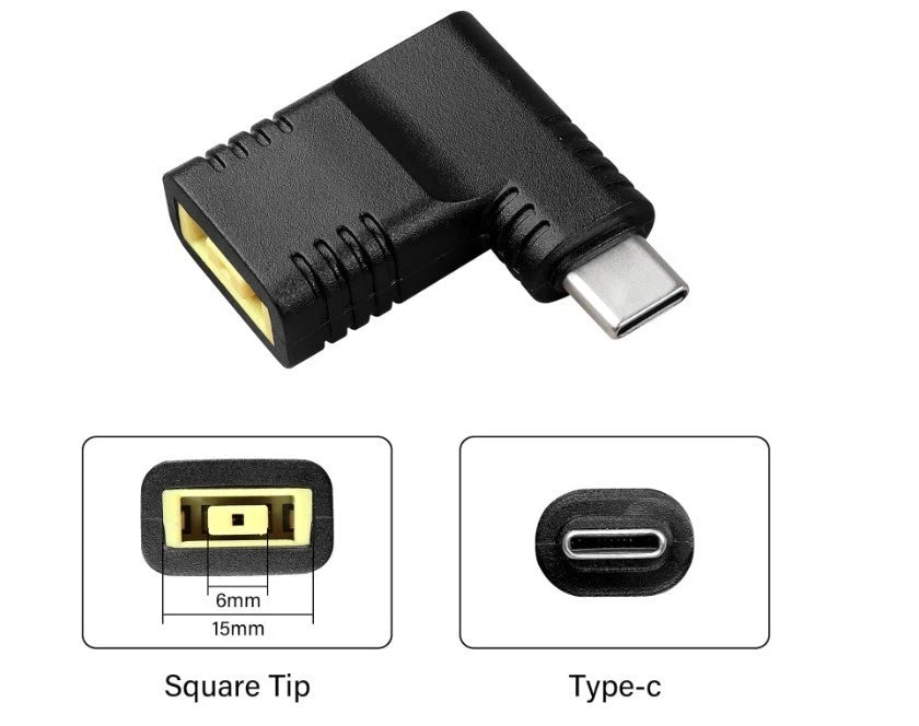 65W For Lenovo Square Charger To USB C Type C Power Adapter Converter