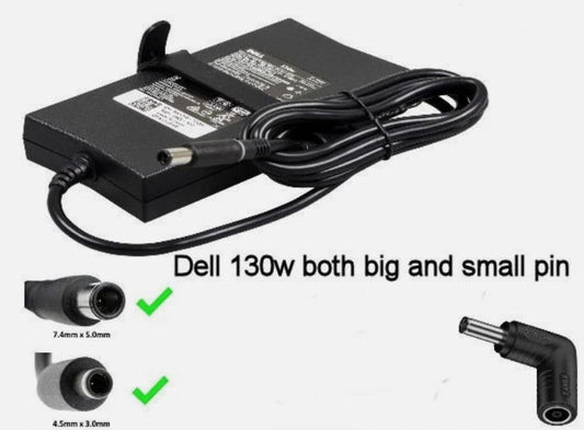 Genuine Dell Slim-Line 19.5V 6.7A 130W 7.4mm + 4.5mm Adapter & Power lead