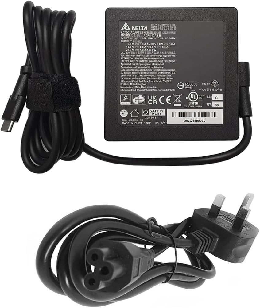 Original MSI Charger 140W USB Type-C Laptop Adapter + Power Lead