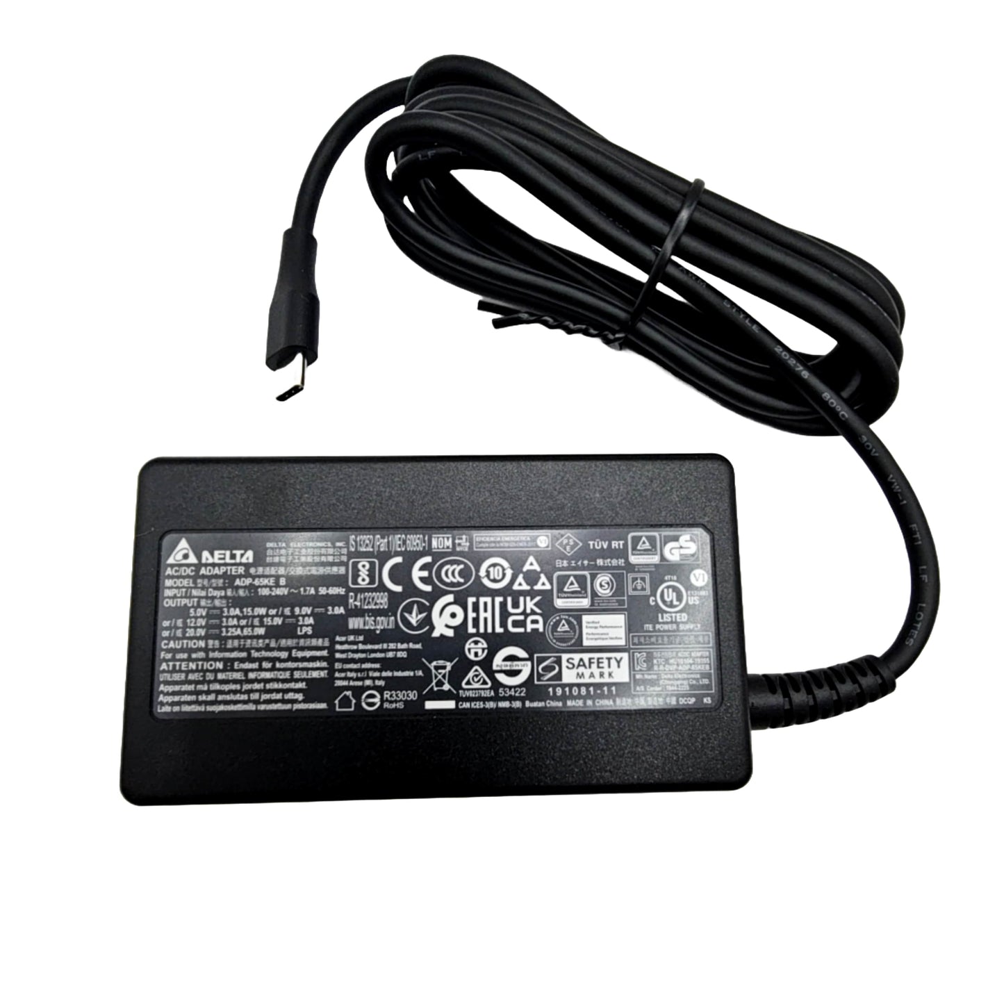 New Genuine Acer / Delta /Chicony 65W USB Type-C Power Adapter