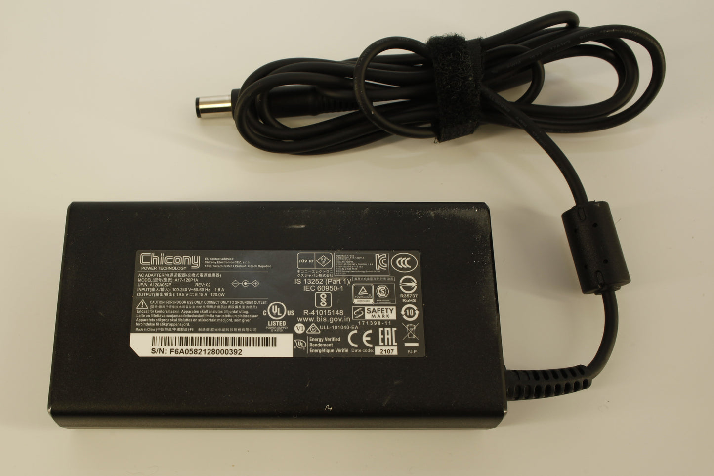 Chicony 120W 19.5V - 6.15A 7.4mm - 5.0mm pin A17-120P1A with power lead