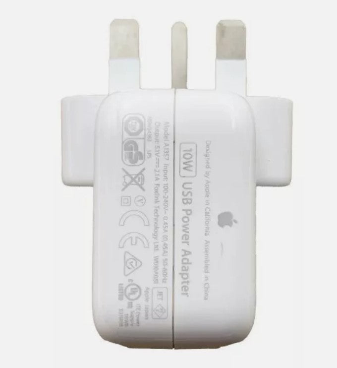 Genuine Apple 10W USB iPad & iPhone Adapter Charger With Plug A1357