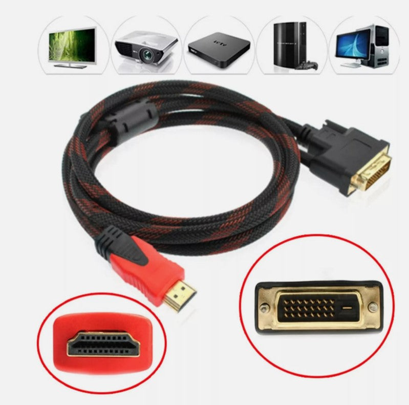 DVI to HDMI Cable Lead to Connect Computer Notebook Laptop to TV Monitor 1.5m