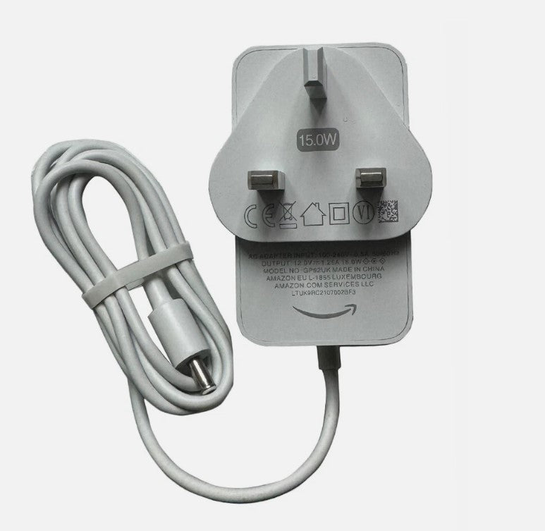 Genuine Amazon UK AC Power Adaptor 15W for Echo Spot Echo Dot (3rd Gen) White