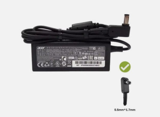 Original Acer Laptop Charger  19v - 2.37a  65w (5.5mm X 1.7mm)