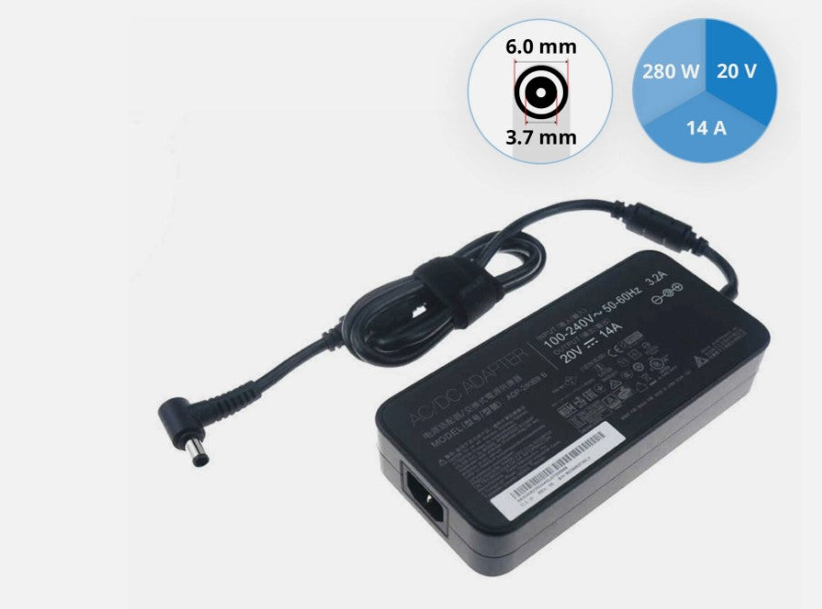 Original ASUS Charger Power Supply Model ADP-280EB B - 280W 20.0V 14.0A + Power