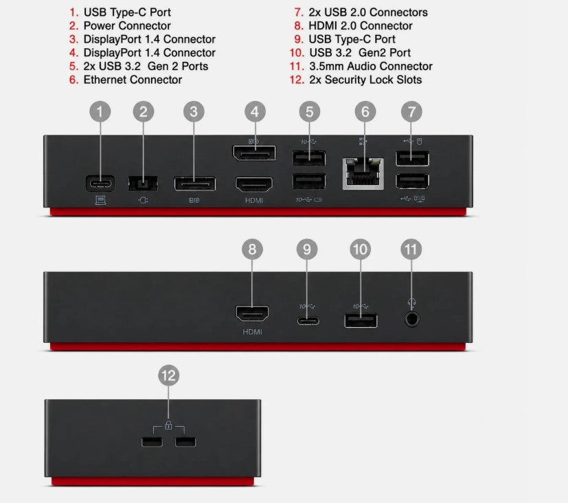 Lenovo Docking Station ThinkPad USB-C LDA-KP Dock with 90W Power Supply