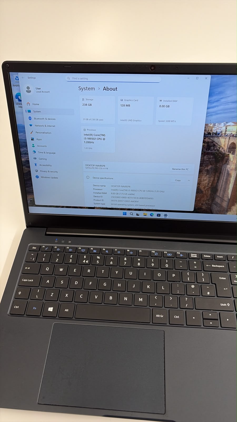 Dynabook Satellite Pro C50 Laptop. i3-10th Gen@1.20GHz. 8GB RAM, 256GB NVME.