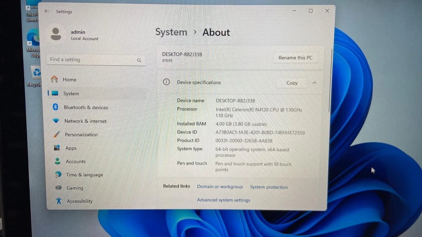 Lenovo Ideapad 300e 2nd Gen - Intel N4120 - 4GB Ram - 64GB eMMC Window 11