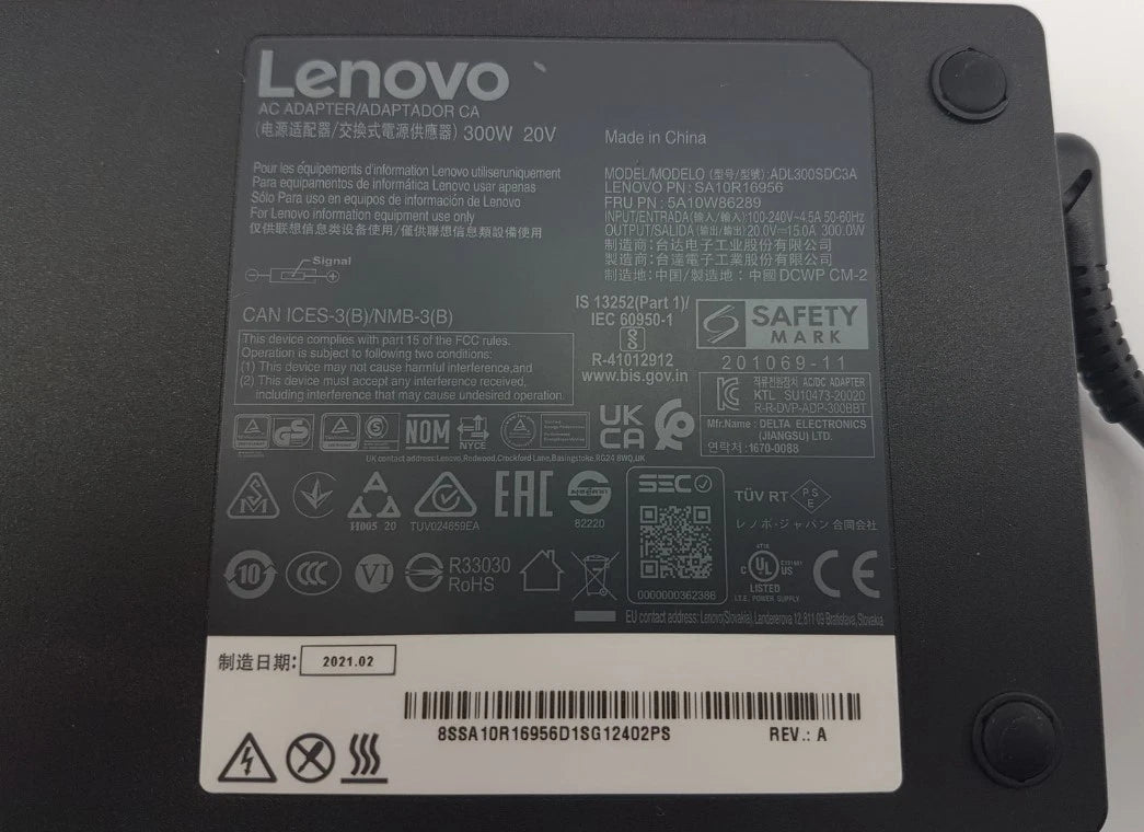 Original Lenovo 300W Power AC Adapter Charger  20v  15a with Power Lead