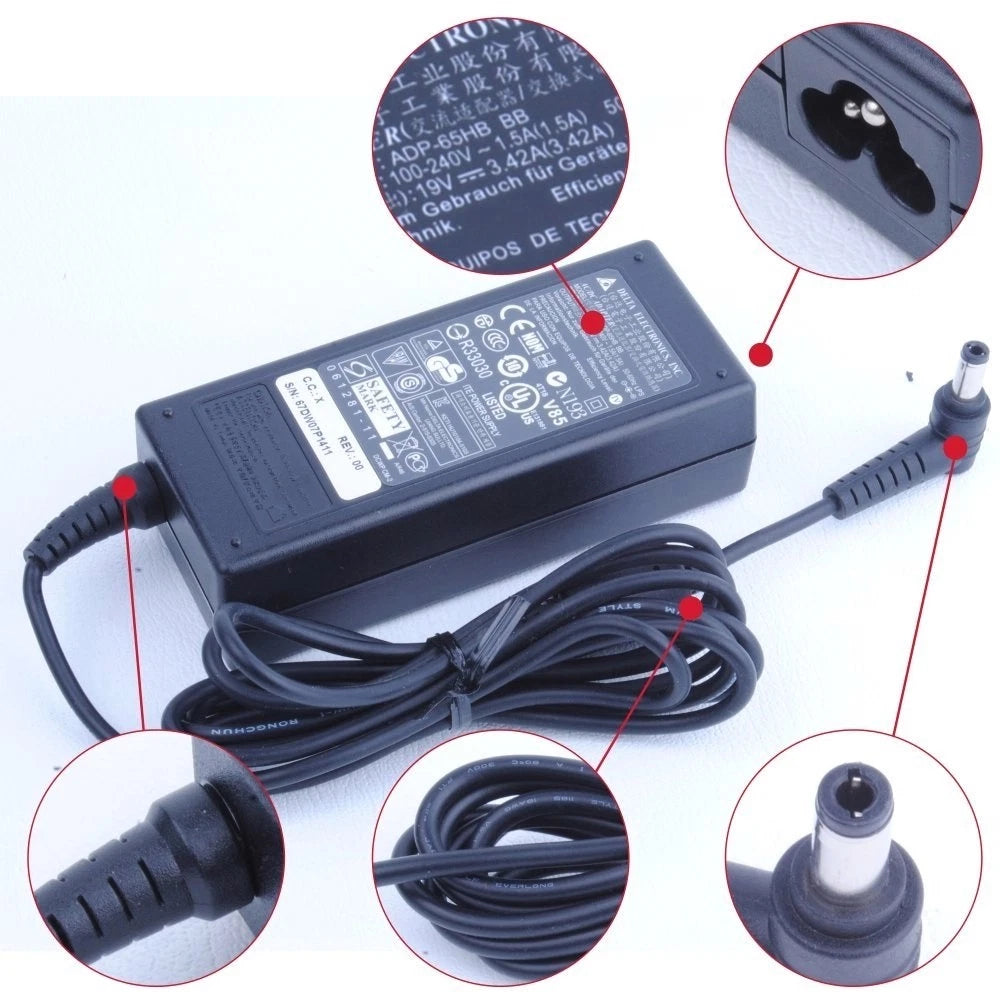 DELTA Charger  65W 19V 3.42A AC ADAPTER FOR 5.5MM X 2.5MM PIN POWER  Toshiba Pin