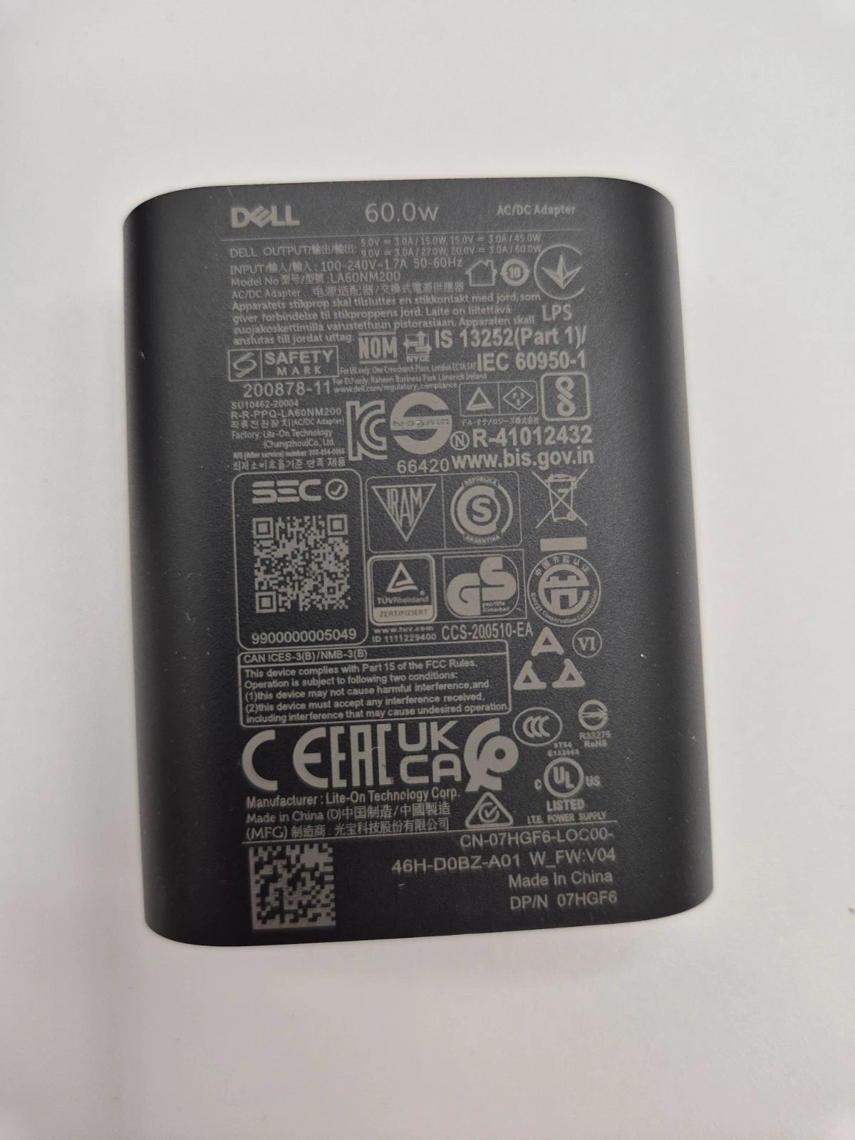 Genuine DELL 60W USB-C Type C AC Laptop Charger Adapter Power Supply LA60NM200 U