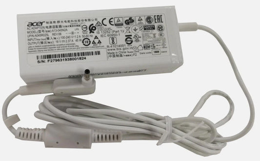 Acer Original white Power Supply Charger 19V 2.37A (45W) 3.0mm *1.1mm (small pin)
