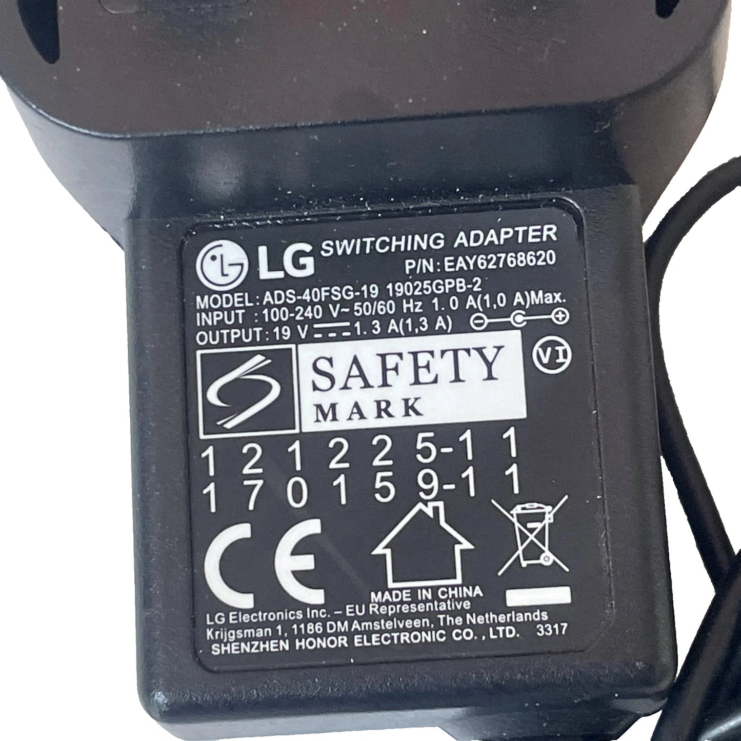 LG 19V 1.3A 24W Switching Adapter ADS-40FSG-19 L Pin Power Adapter Charger