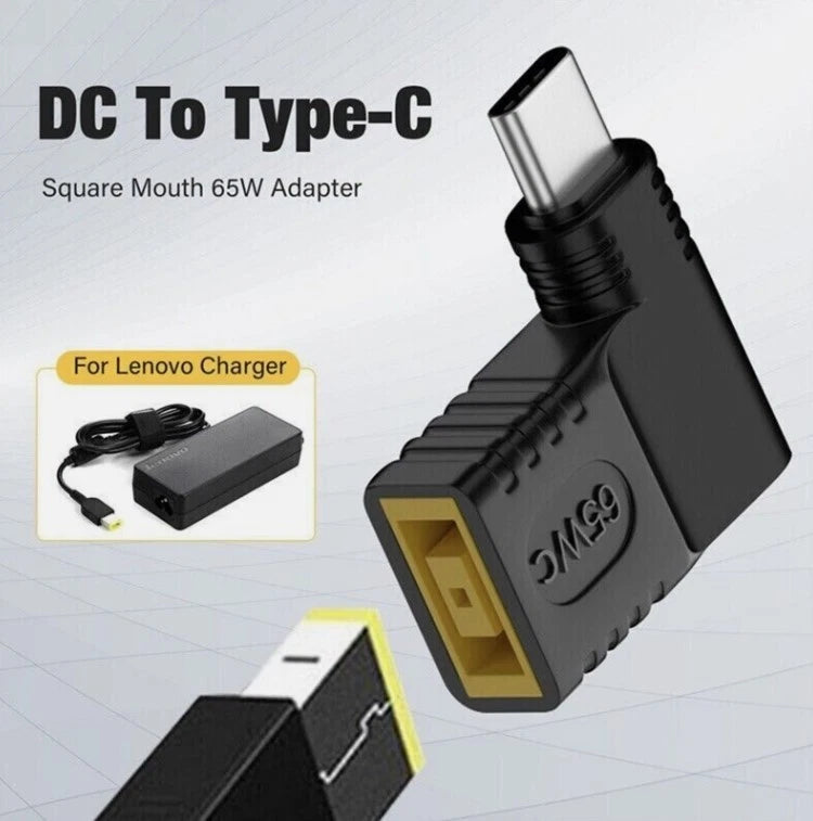 65W For Lenovo Square Charger To USB C Type C Power Adapter Converter