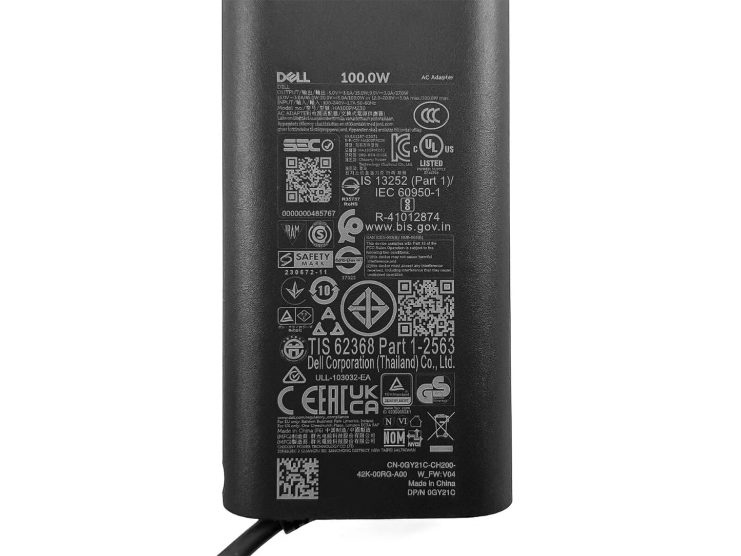 Genuine Dell 100W Type-C GaN SFF Slim Power Supply AC Adapter UK Cable