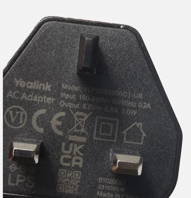 Yealink 5.0V 0.6A 3.0W Power Adapter for Phones/Bases (T3x,T4x,T5x,W5x,W6x,W7x)