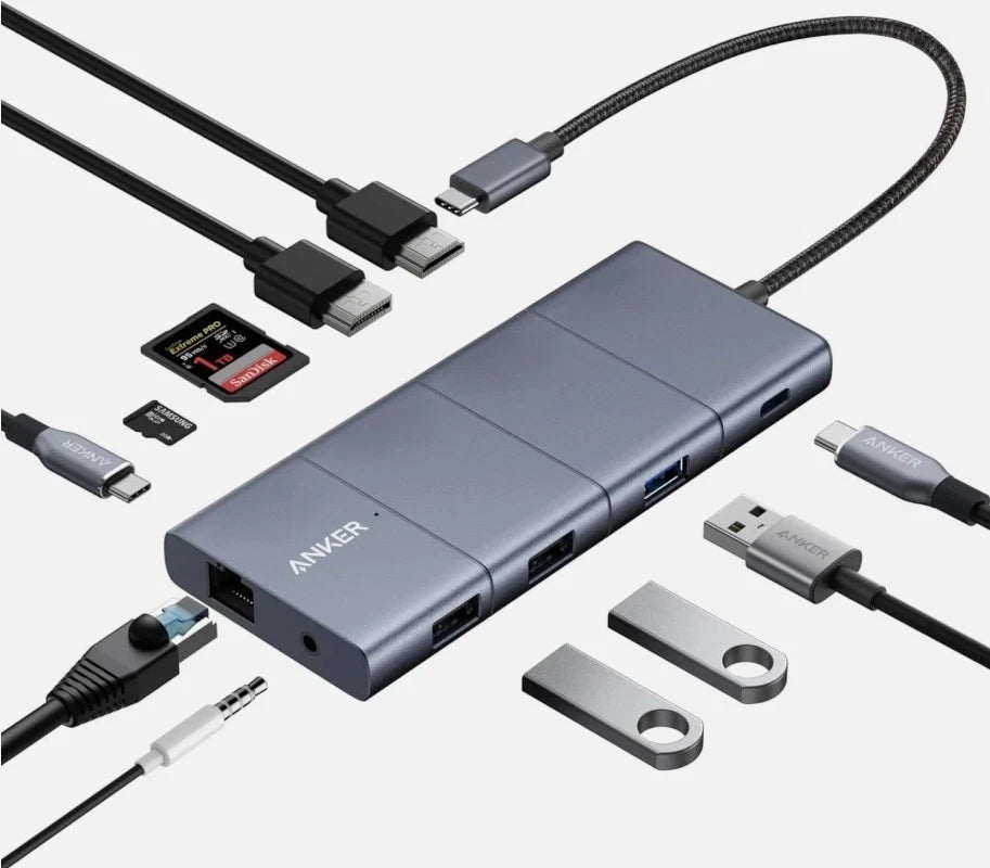 Anker USB C Hub, 11-In-1 Docking Station Dual Monitor, 10 Gbps USB-C and USB-A D