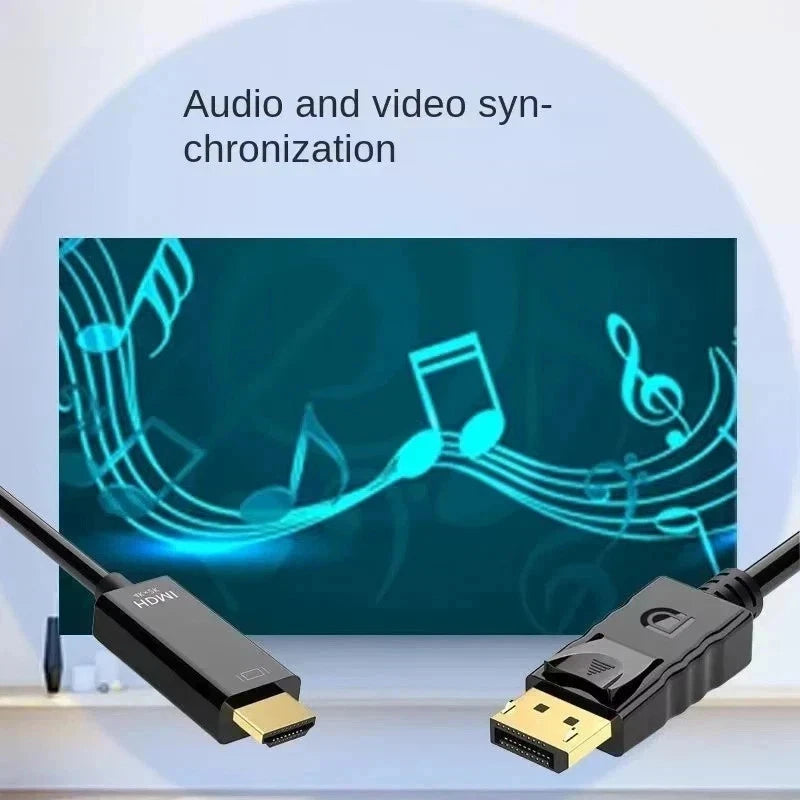 1.8M 4K Display Port DP To HDMI Male Cable Adapter Converter DisplayPort 4K*2K