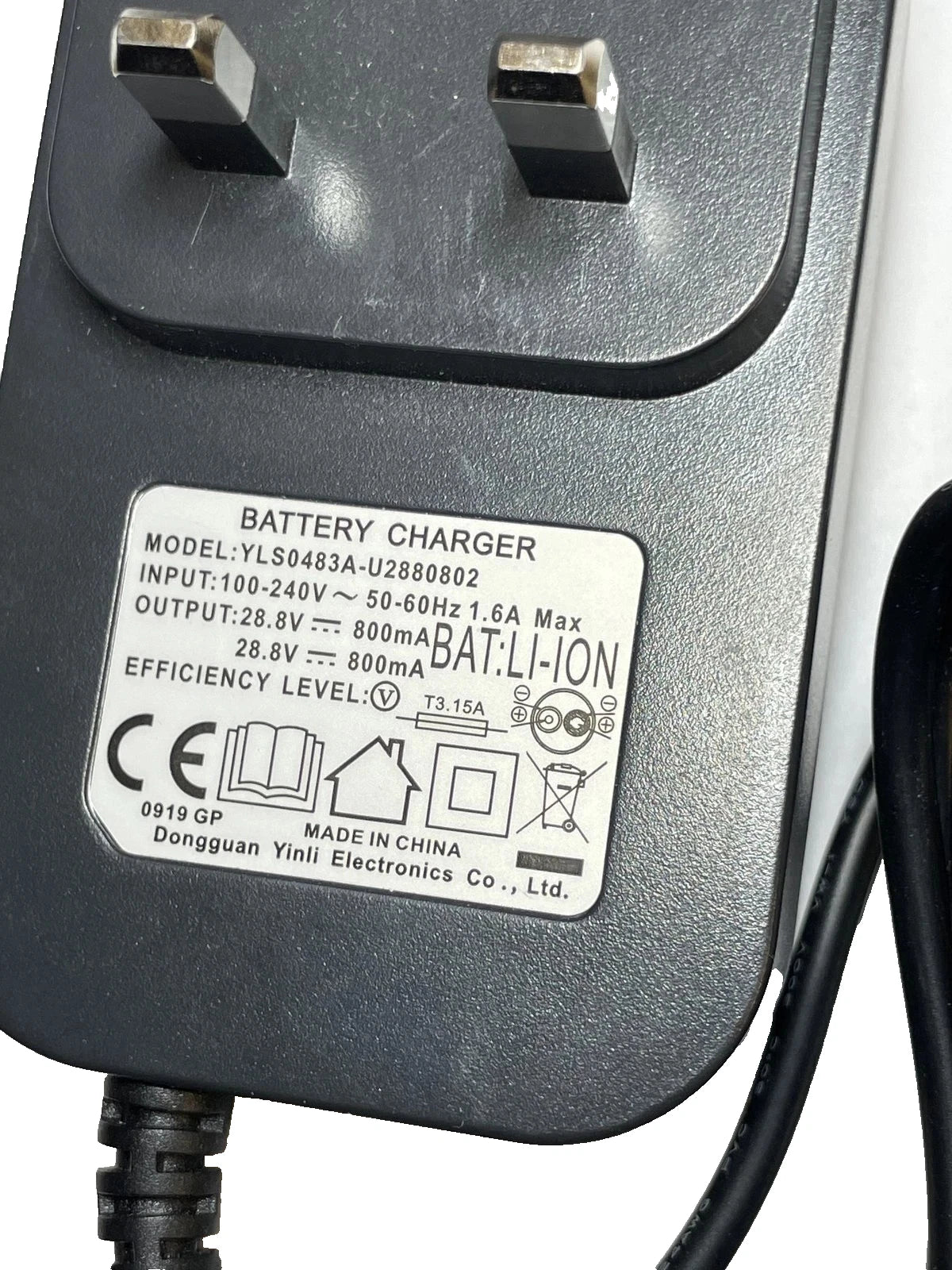 28.8V 800mA Shark Battery Charger YLS0483A-U2880802 for S1 S6 S9 Vacuum Models