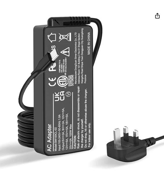 TYPE-C USB-C 100w Laptop Charger -Lenovo, Acer, HP, Apple, Sony, ASUS, Dell