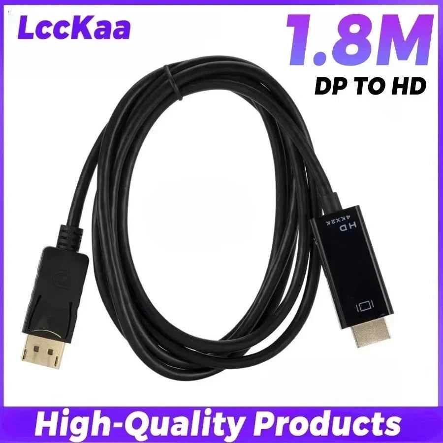 1.8M 4K Display Port DP To HDMI Male Cable Adapter Converter DisplayPort 4K*2K