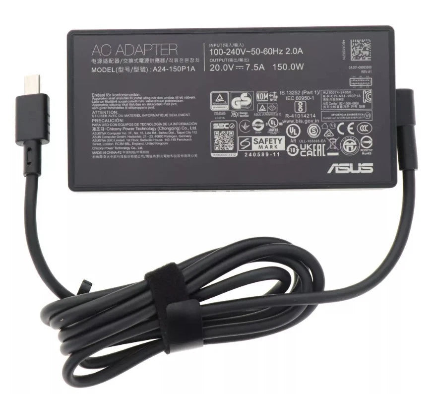 ASUS 20V 7.5A 150W A24-150P1A Rectangle Conn AC Adapter Genuine Charger + Cable